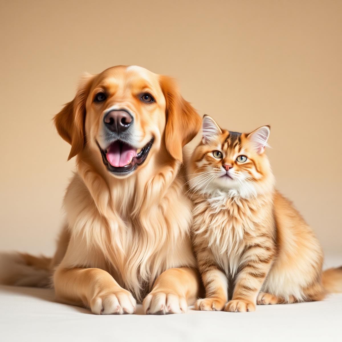 Cão e gato felizes